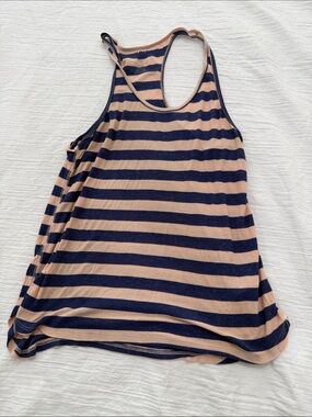 Volcom Striped Racerback Tank in Navy and Beige
